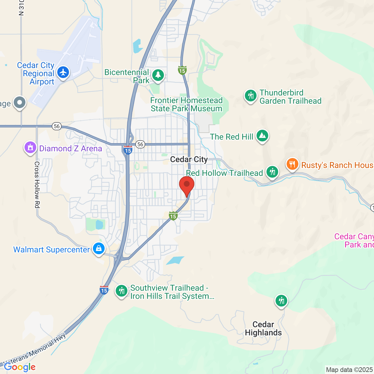 Google map image of our location in 510 S Main St Cedar City, UT